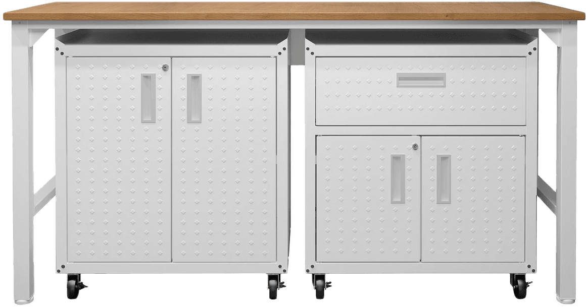 3-Piece Fortress Mobile Space-Saving Garage Cabinet and Worktable 2.0