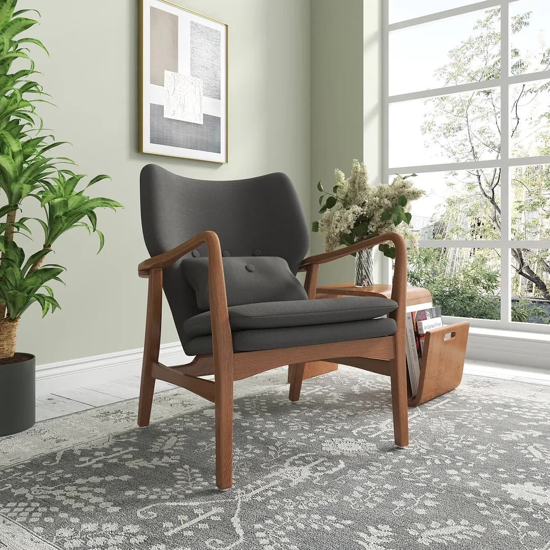 Bradley Linen Weave Armchair in Charcoal