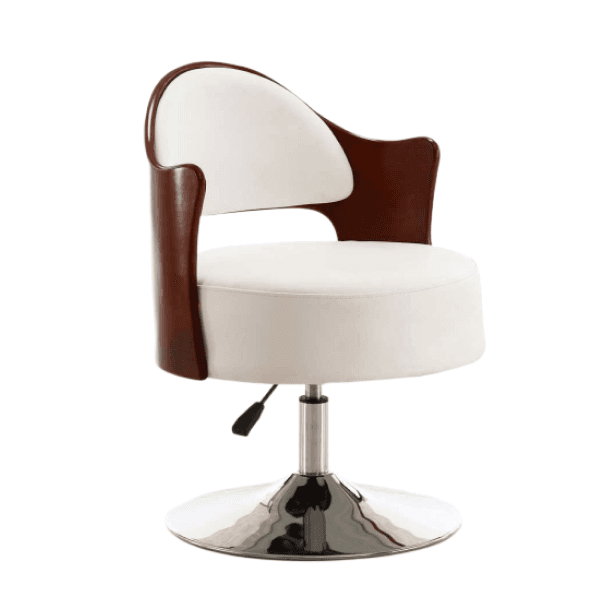 Bopper Vegan Leather Swivel Lounge Chair in White