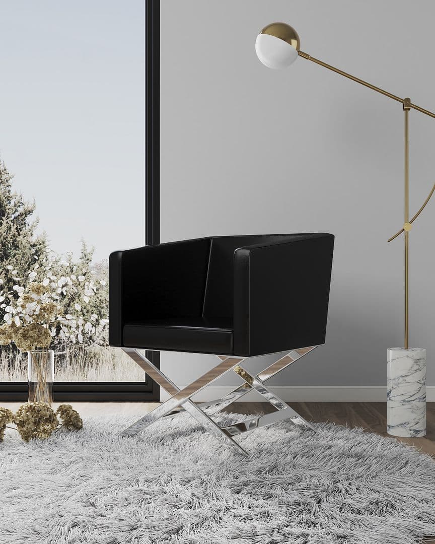Hollywood Vegan Leather Armchair in Black