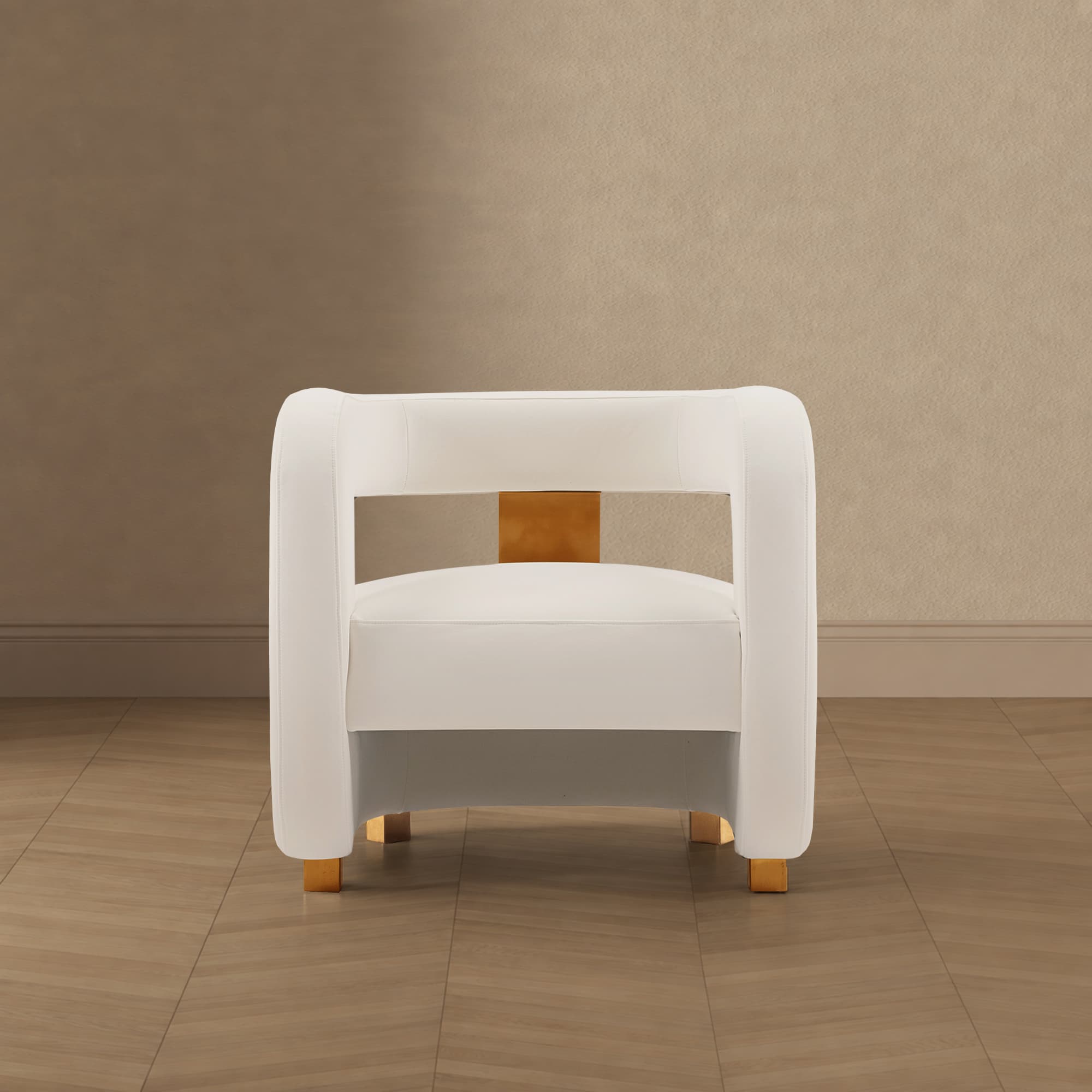 Amirah Velvet Accent Chair in White