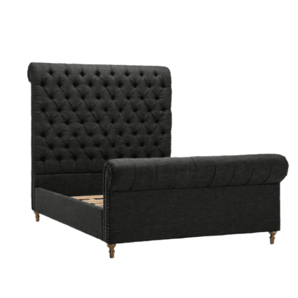Empire Upholstered  Full Bed in Charcoal