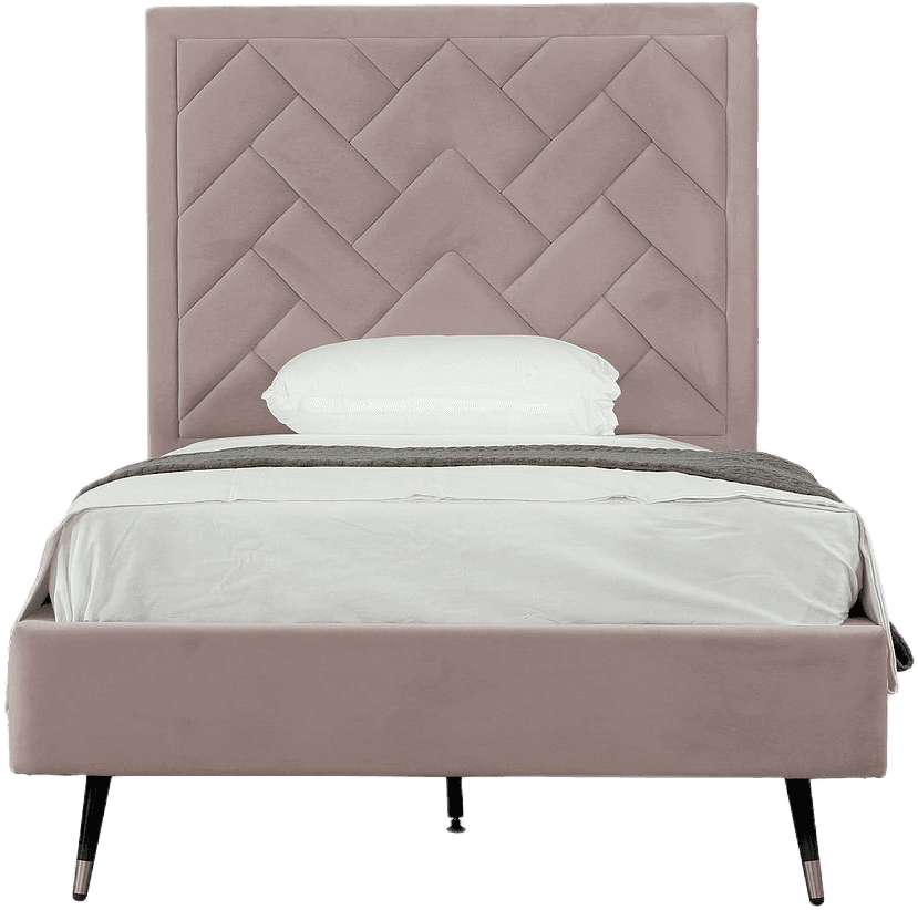 Crosby Modern 44" Upholstered Velvet Bedframe and Headboard in Blush