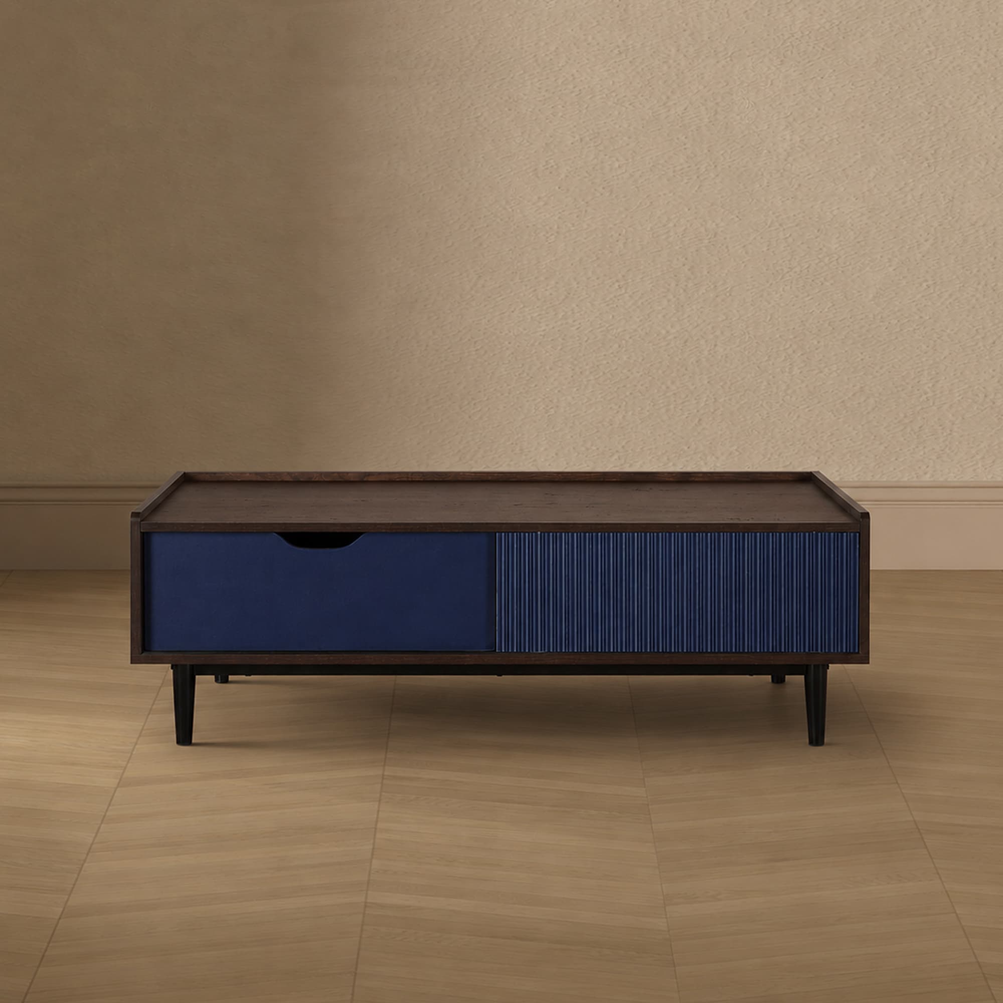 Duane 47" Mixed Storage Coffee Table in Navy Blue