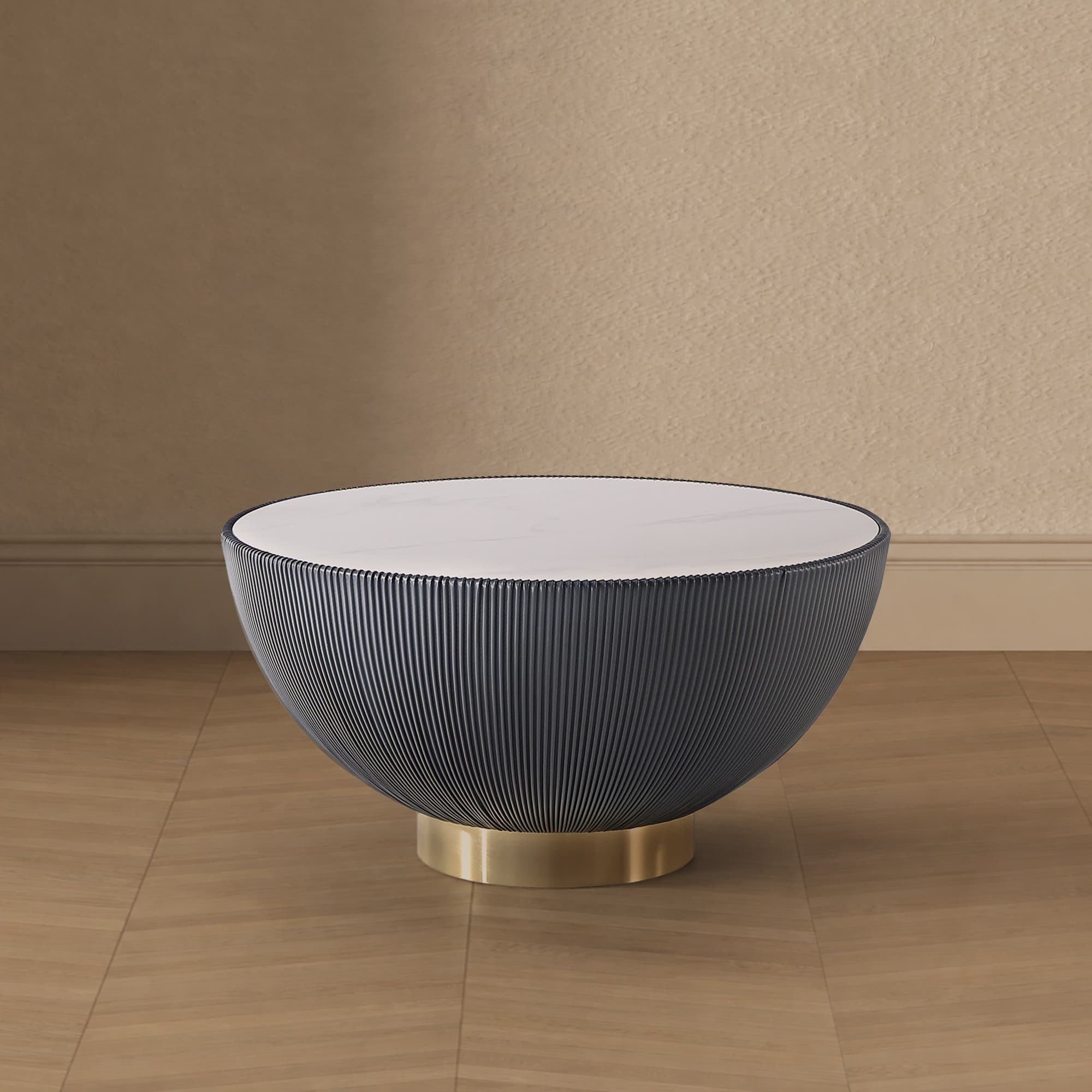 Anderson Sintered Stone Top Upholstered Coffee Table in Weathered Grey