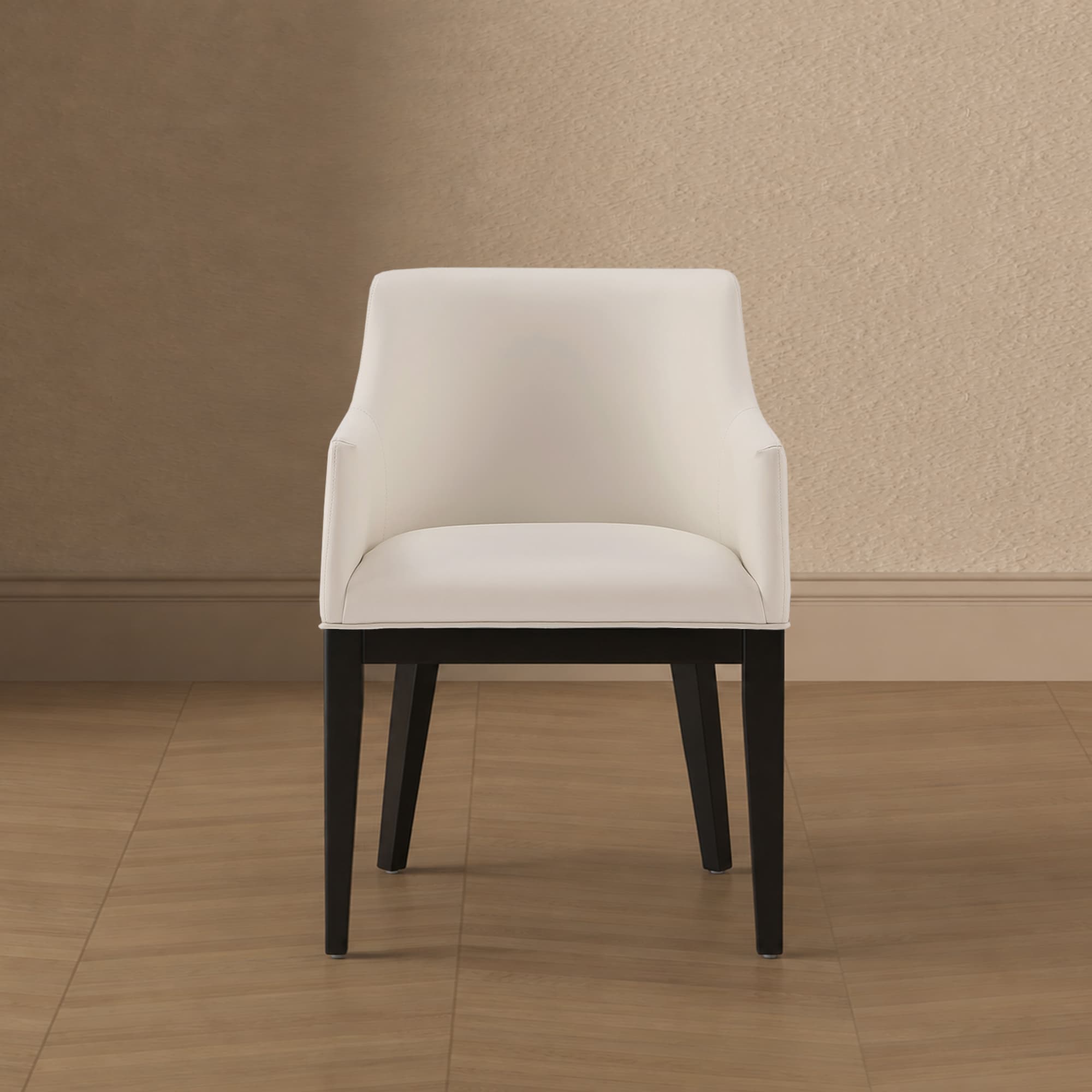 Gansevoort Wood Vegan Leather Armchair in Ivory