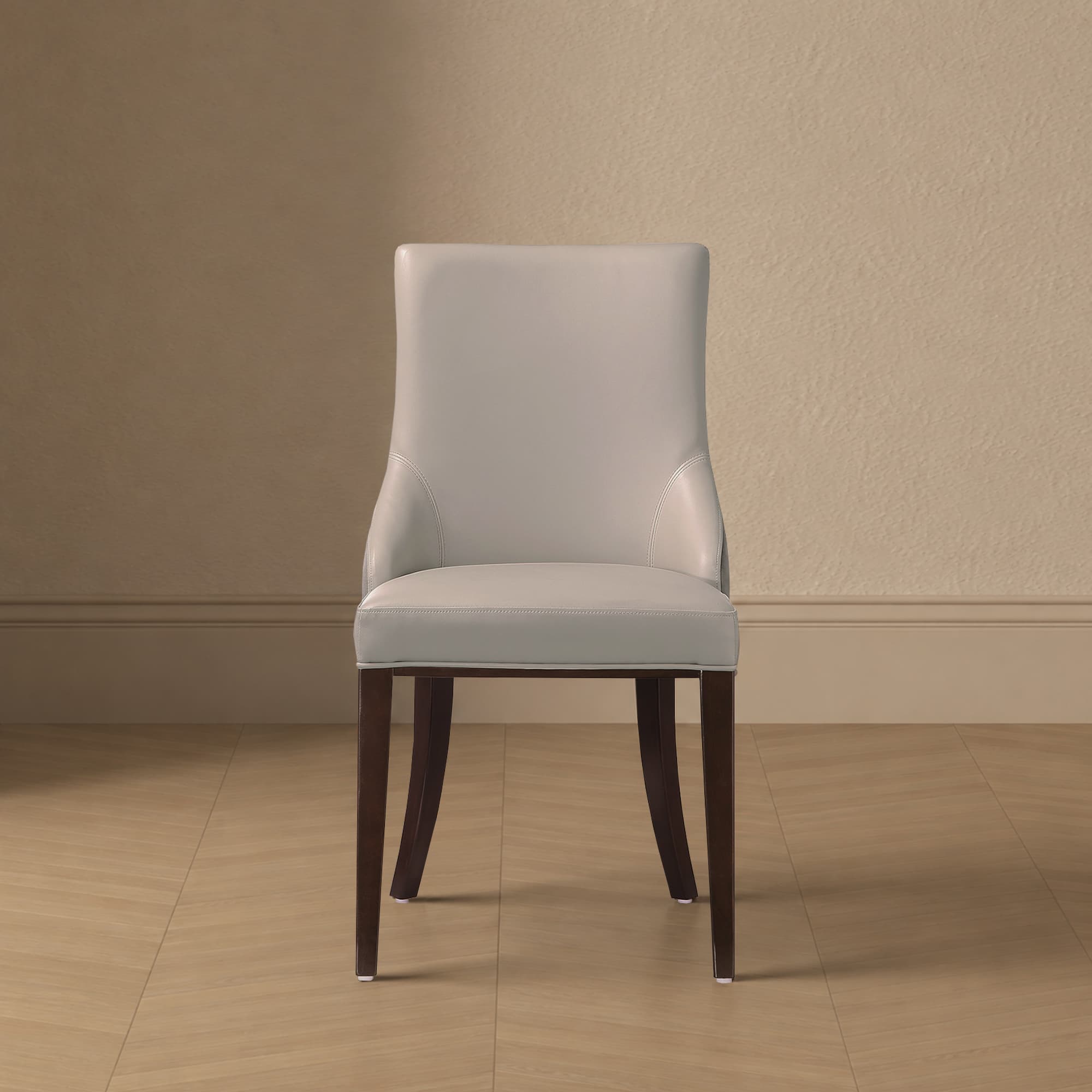 Shubert Vegan Leather and Velvet Dining Chair in Light Grey - Set of 2