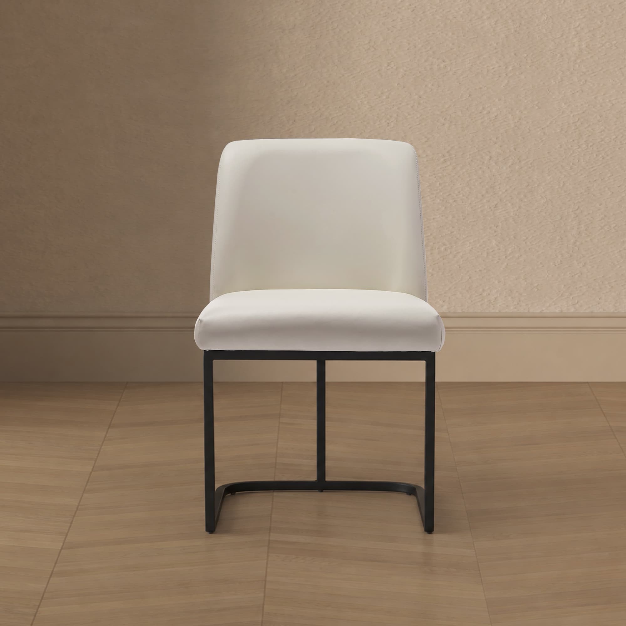 Serena Metal Vegan Leather Dining Chair in Ivory
