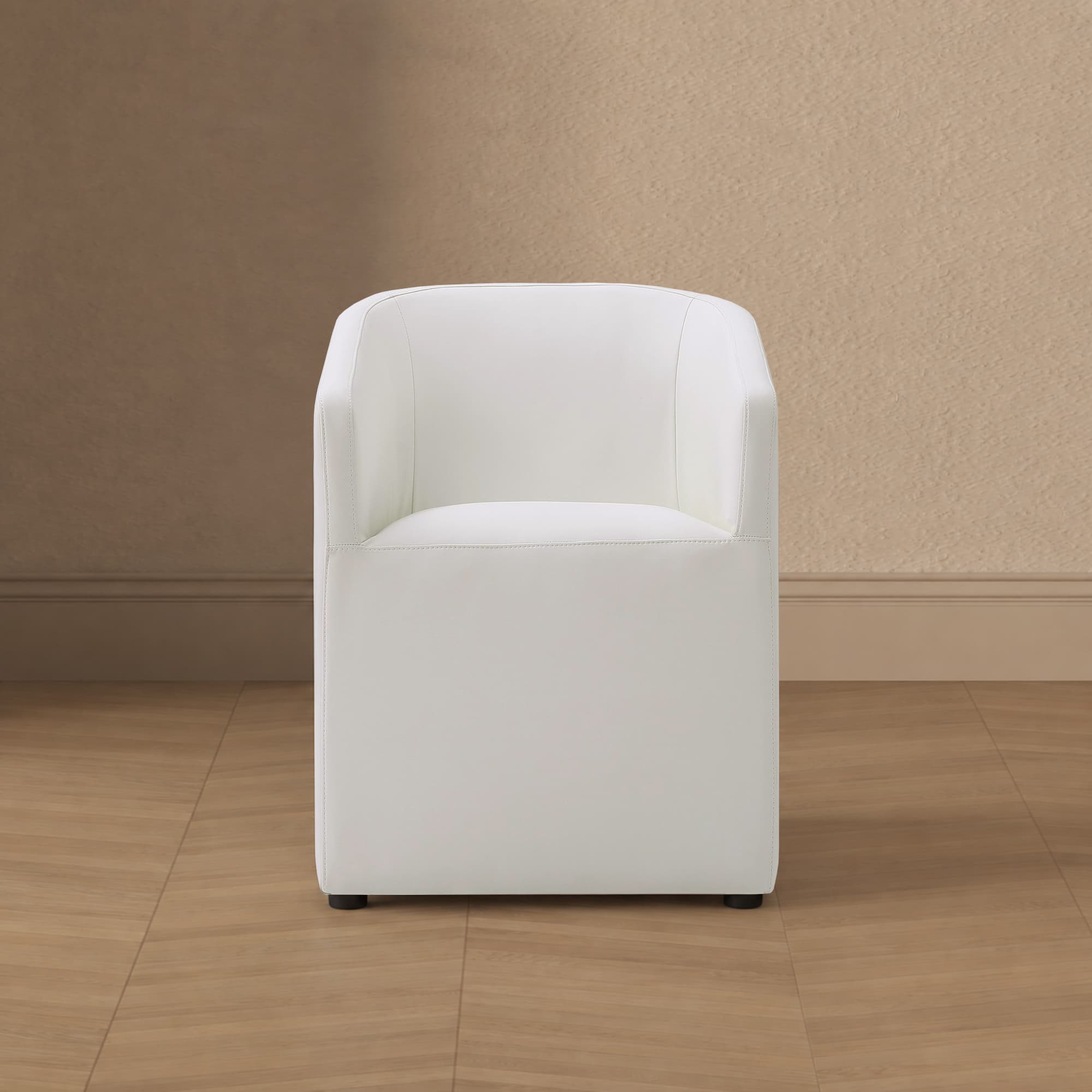 Anna Round Vegan Leather Armchair in White