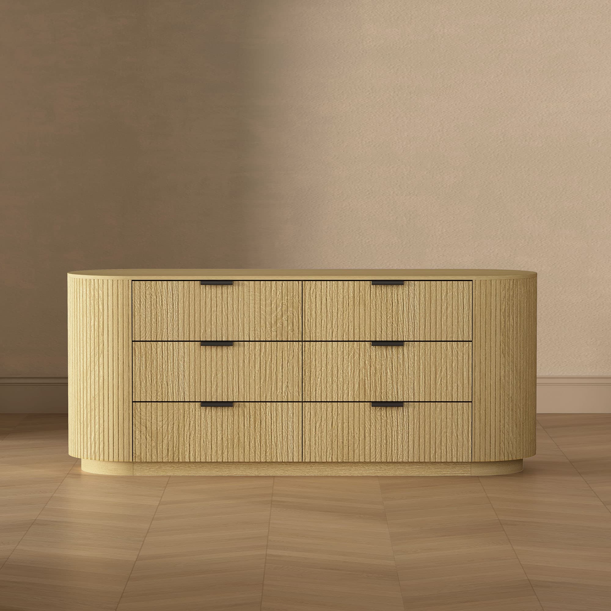 Olivia 71" Dresser in Natural Oak (6-Drawer)