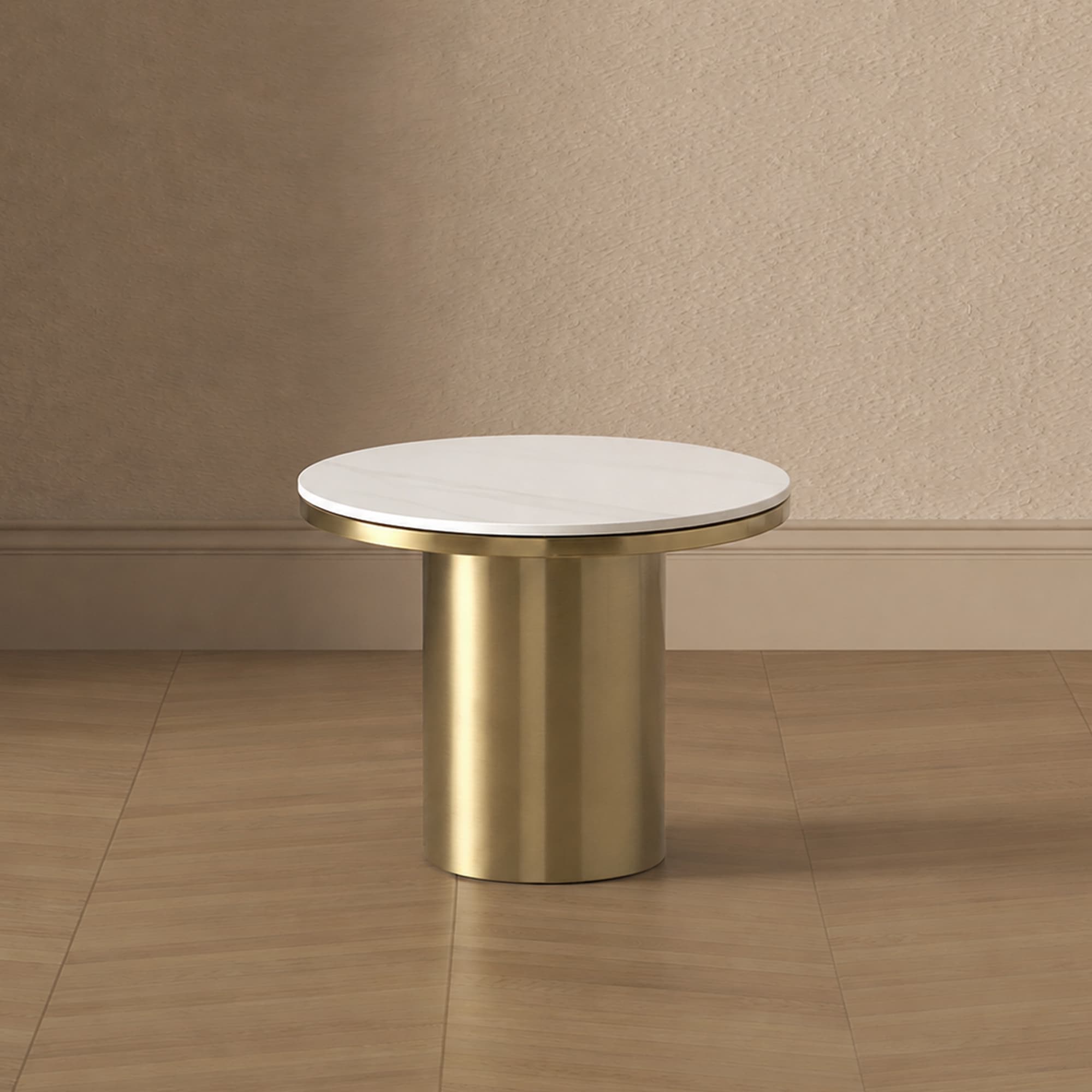 Glenn Sintered Stone Top End Table in Gold