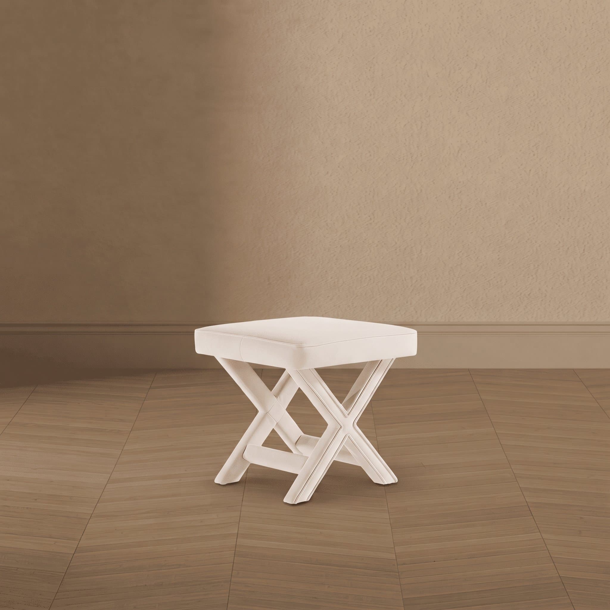 Abigail Upholstered Velvet Accent Bench in Cream
