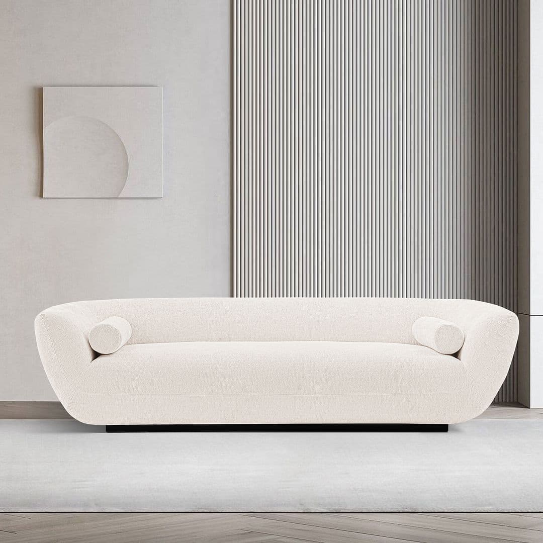 Ulka 96" Chenille Sofa in Cream