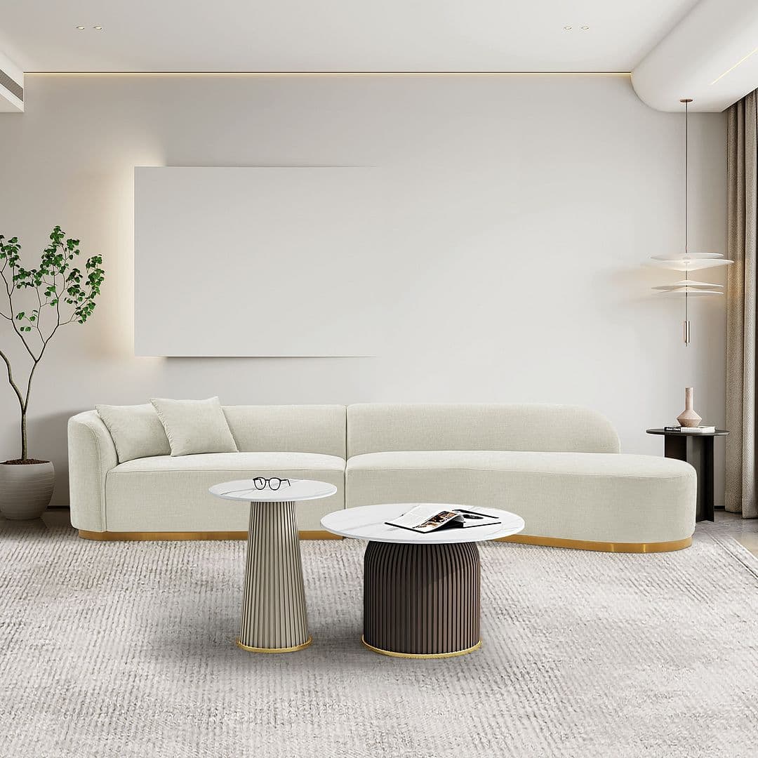 Daria 132" Chenille Sectional in Ivory