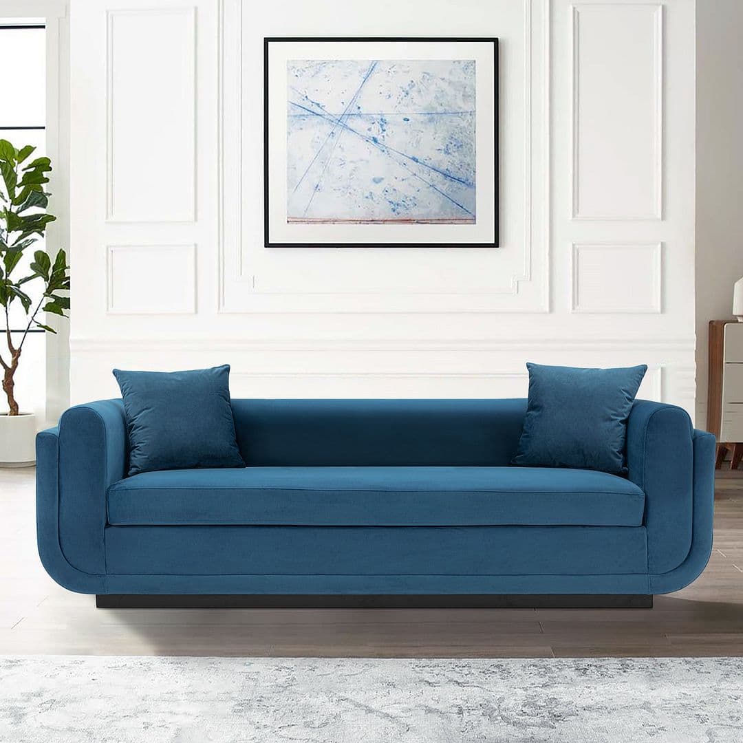 Edmonda 91" Velvet Sofa in Sapphire Blue